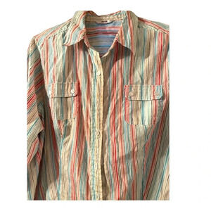 ALIDA NO SIZE MULT COLOR STRIPES BUTTON DOWN SHIRT